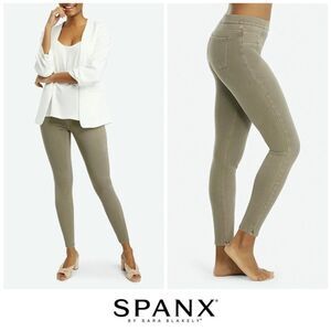 Spanx Jeanish Shaping Ankle Leggings Pants Pull On Olive Green Sz S